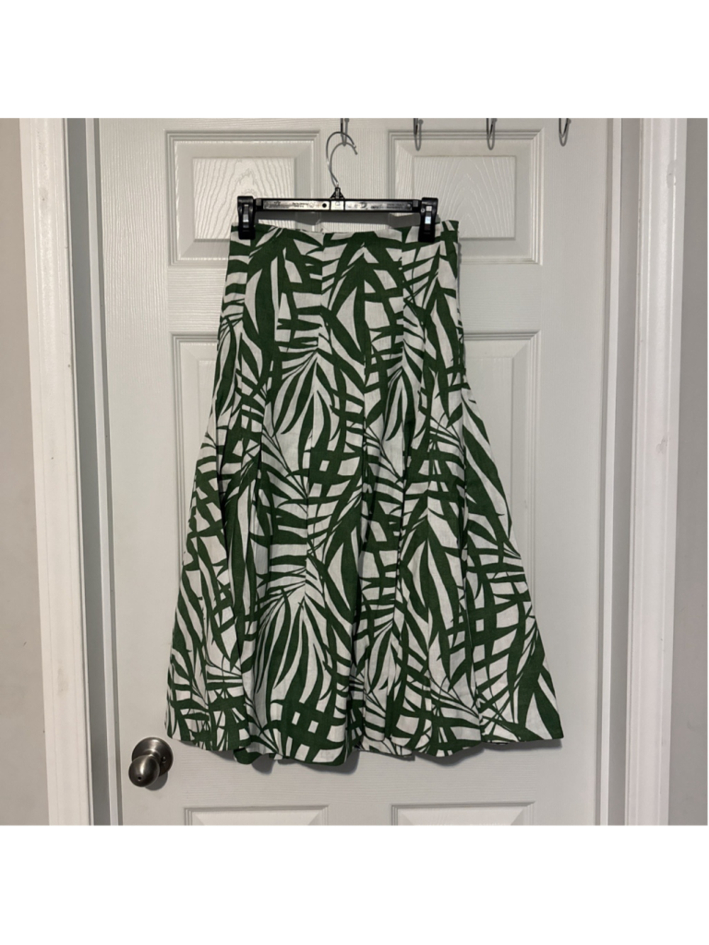 Kate Spade NY Green White Tropical Floral Midi A-Line Skirt lined New Sz 6